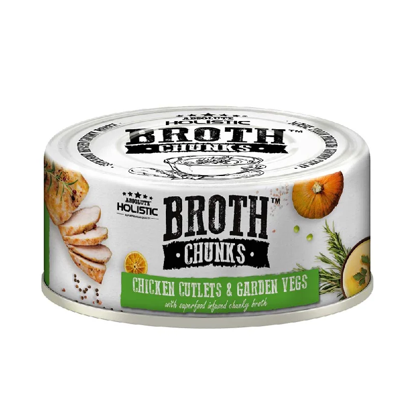 Absolute Holistic Broth Chunks Chicken Cutlets & Garden Vegs Grain-Free Canned Food For Cats & Dogs 80g