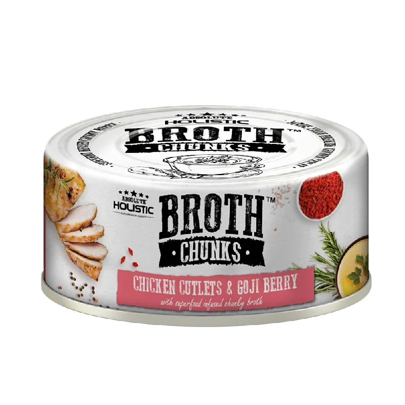 Absolute Holistic Broth Chunks Chicken Cutlets & Goji Berry Grain-Free Canned Food For Cats & Dogs 80g