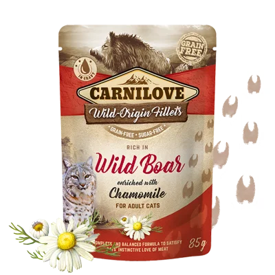 Carnilove cat pouches Rich in Wild Boar enriched with Chamomile