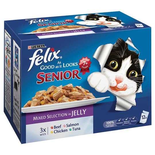 Felix As Good as it Looks Pouches Senior +7 (fish), 12 Pack