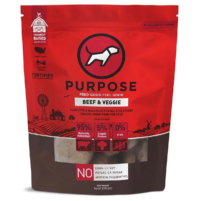 Purpose Beef & Veggie Patties Grain-Free Freeze-Dried Dog Food 14oz