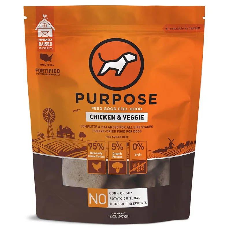 Purpose Chicken & Veggie Patties Grain-Free Freeze-Dried Dog Food 14oz